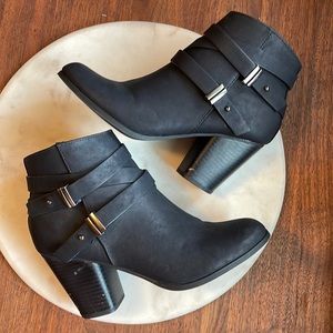 Black strap boots